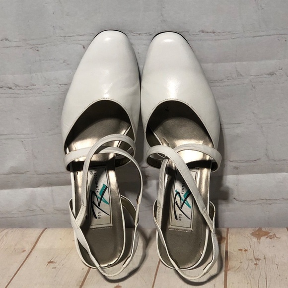 Ros Hommerson Pauly White Leather Round Toe Strappy Pumps Size 8.5M - Picture 9 of 16